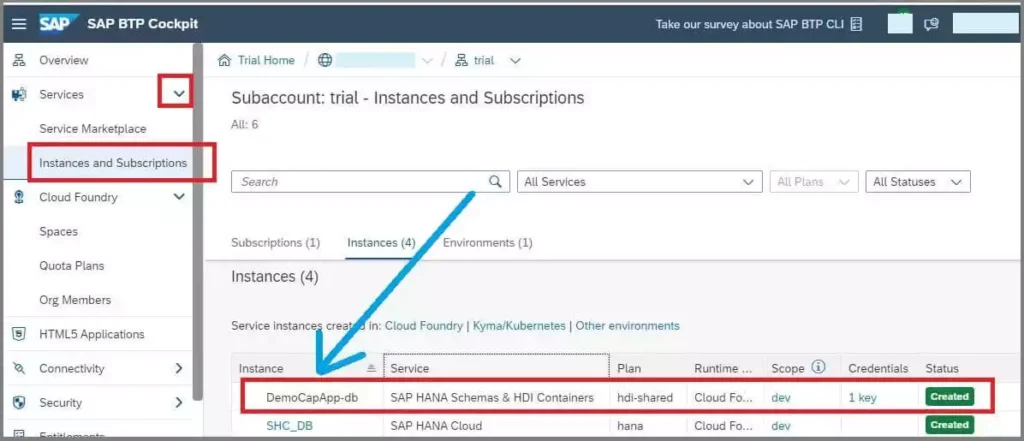 HDI HANA Cloud Service Instance creation