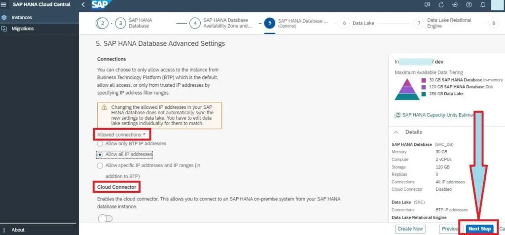 Create SAP HANA Cloud Instance - Advanced Settings-2