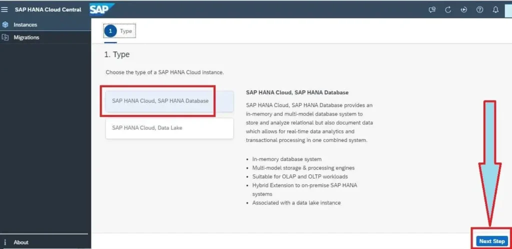 Create SAP HANA Cloud Instance - Type