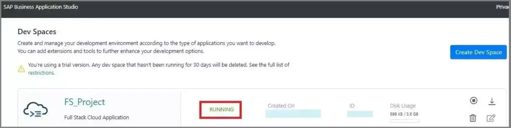 Dev Space Running